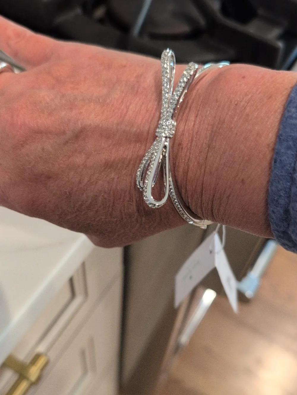Kate Spade Silver And Crystal Bow Bangle Bracelet. NWT - Picture 7 of 8